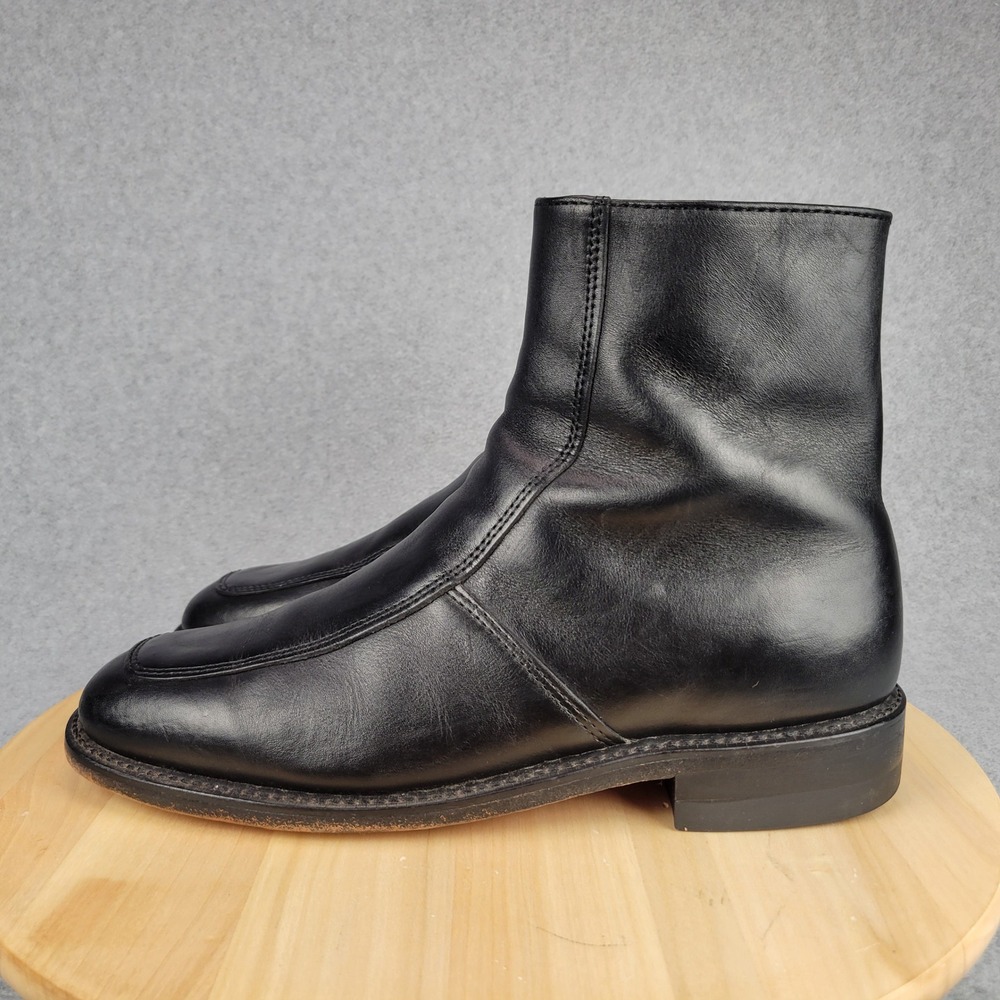 Executive Imperial Side Zip Boots Mens 10B Black Leather Apron Toe 908